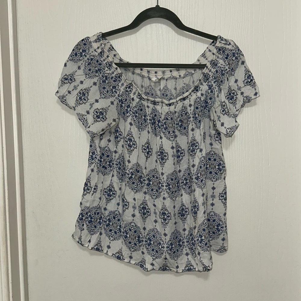 Charming Charlie Off the Shoulder Blue Top — Size Medium
